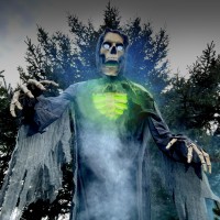 Haunted Hill Farm Motionactivated 10Ft Tall Towering Reaper Plugin Talking Scare Prop Animatronic With Spooky Sound Effects