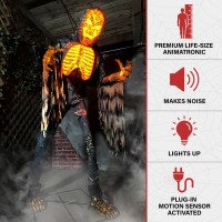 Haunted Hill Farm Motionactivated 75Ft Tall Smoldering Ghoul Plugin Talking Scare Prop Animatronic With Spooky Sound Effec