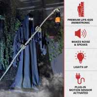 Haunted Hill Farm Motionactivated 6Ft Tall Ghostly Guide Plugin Talking Scare Prop Animatronic With Spooky Sound Effects An