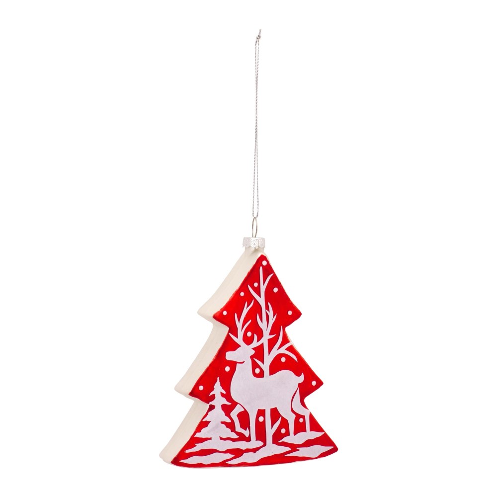 Deer And Tree Ornament Set Of 12 575H Glass