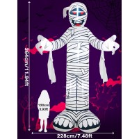 Kalolary 12 Ft Halloween Inflatable Mummy Outdoors Decorations Blow Up Lighted Yard Decoration Mummy Inflatable With Build-In Light Scary Inflatable For Yard Garden Lawn Indoor Outdoor Decor