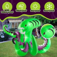 Kalolary Halloween Inflatable Giant Green Octopus 7 Ft Long Halloween Outdoors Decorations With Build In Led Lights Blow Up Yar