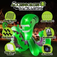 Kalolary Halloween Inflatable Giant Green Octopus 7 Ft Long Halloween Outdoors Decorations With Build In Led Lights Blow Up Yar