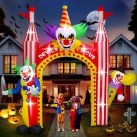 Kalolary 12 Ft Halloween Inflatables Clown Archway Outdoor Decorations Giant Clown Arch Blow Up Yard Decorations Scary Inflatab