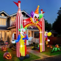 Kalolary 12 Ft Halloween Inflatables Clown Archway Outdoor Decorations Giant Clown Arch Blow Up Yard Decorations Scary Inflatab