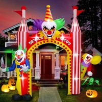 Kalolary 12 Ft Halloween Inflatables Clown Archway Outdoor Decorations Giant Clown Arch Blow Up Yard Decorations Scary Inflatab