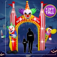 Kalolary 12 Ft Halloween Inflatables Clown Archway Outdoor Decorations Giant Clown Arch Blow Up Yard Decorations Scary Inflatab