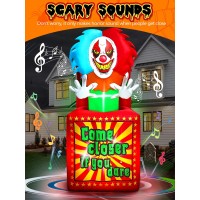 66 Ft Halloween Inflatables Animated Clown With Music Kalolary Circus Clown Box Outdoor Decorations Blow Up Yard With Builtin