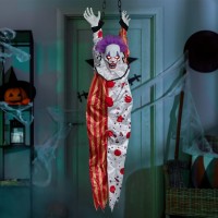 Hollyhome Halloween Animated Hanging Clown With Glowing Eyes Creepy Sound And Shaking Body Halloween Decorations Outdoor Scary H