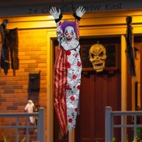 Hollyhome Halloween Animated Hanging Clown With Glowing Eyes Creepy Sound And Shaking Body Halloween Decorations Outdoor Scary H