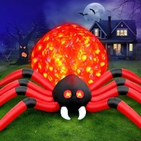 Funfanso 12Ft Halloween Inflatable Spider Outdoor Decorations For Yard Giant Blow Up Halloween Holiday Decorations With Rotatin