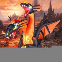 Funfanso 8Ft Giant Halloween Inflatable Double Headed Dragon Ip44 Waterproof Blow Up Festival Yard Outdoor Decorations With Bu