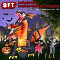 Funfanso 8Ft Giant Halloween Inflatable Double Headed Dragon Ip44 Waterproof Blow Up Festival Yard Outdoor Decorations With Bu