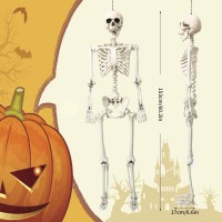 5.4 Ft Posable Halloween Skeleton Decorations Human Bones For Halloween Party With Movable Joints For Haunted Houses  Front Lawn  Graveyard Props