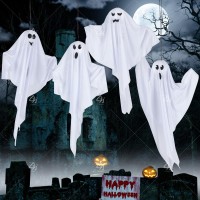 4 Pack Halloween Hanging Ghosts 275 Inch With Light Up Ghost Kit For Indoor Outside Ornaments Spooky Yard Tree Halloween Deco