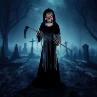 Haunted Hill Farm Motionactivated 85Ft Tall Ginormous Reaper Plugin Talking Scare Prop Animatronic With Spooky Sound Effec