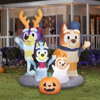 Gemmy Halloween Inflatable Bluey And Family Scene  5.5 Ft Tall  Multi