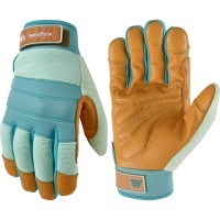 Wells Lamont Womens Hydrahyde Waterresistant Leather Palm Hybrid Work Gardening Gloves Small 3250S Blue