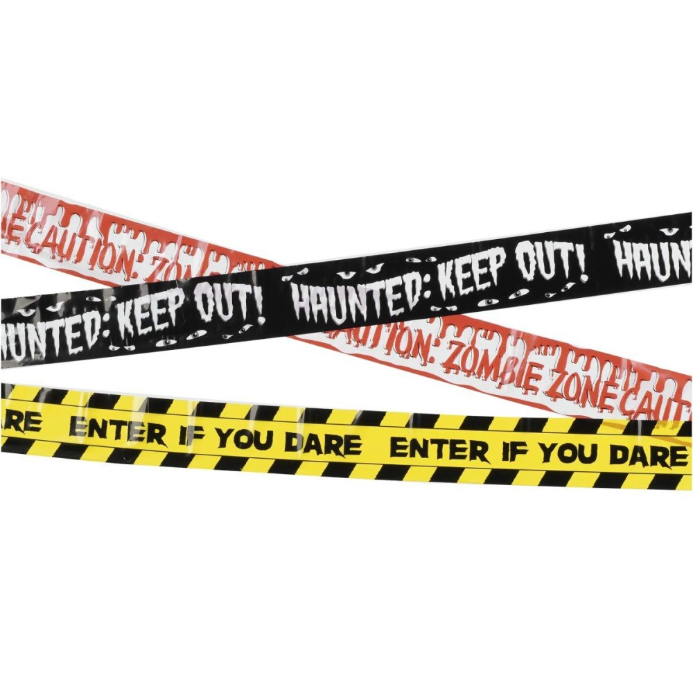 Keepax Halloween Fright Tape Enter If You Dare Caution Zombie Zone Haunted Keep Out 3 Pack Creepy Scary Decoration Tape