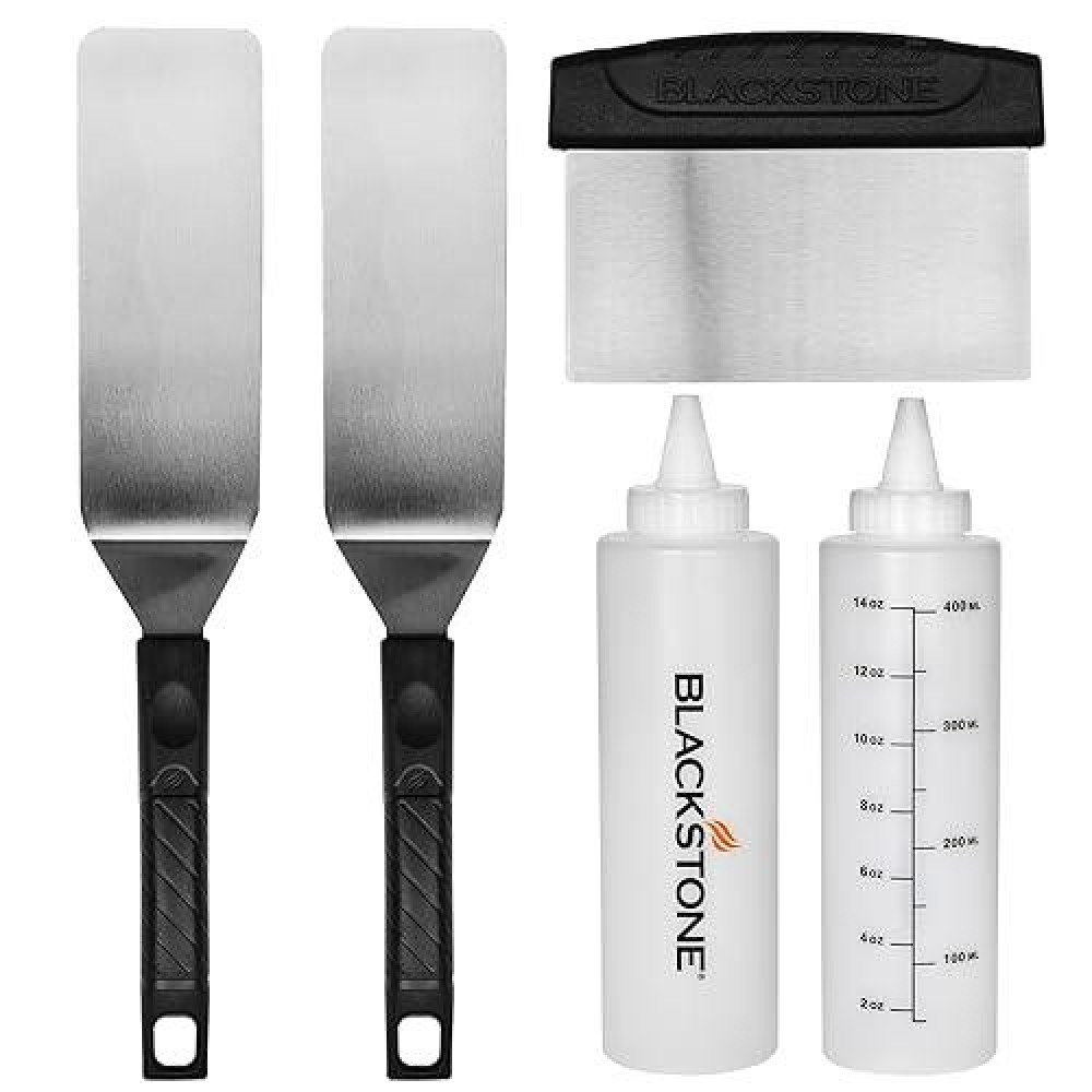 Blackstone 1542 5Piece Professional Griddle Accessory Toolkit With 2 Squeeze Bottles 2 Spatulas And 1 Scraper