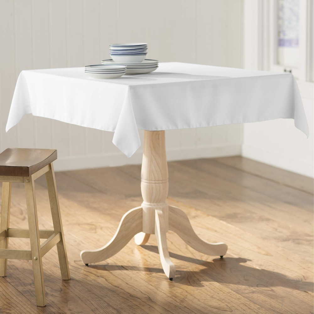 La Linen Polyester Poplin Washable Square Tablecloth Stain And Wrinkle Resistant Table Cover 58X58 Fabric Table Cloth For Dinn