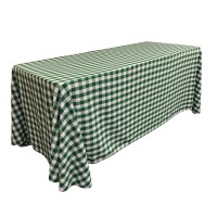 La Linen Polyester Gingham Checkered 90 By 132Inch Rectangular Tablecloth White And Hunter Green