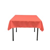 La Linen Polyester Poplin Square Tablecloth 52 By 52Inch Coral