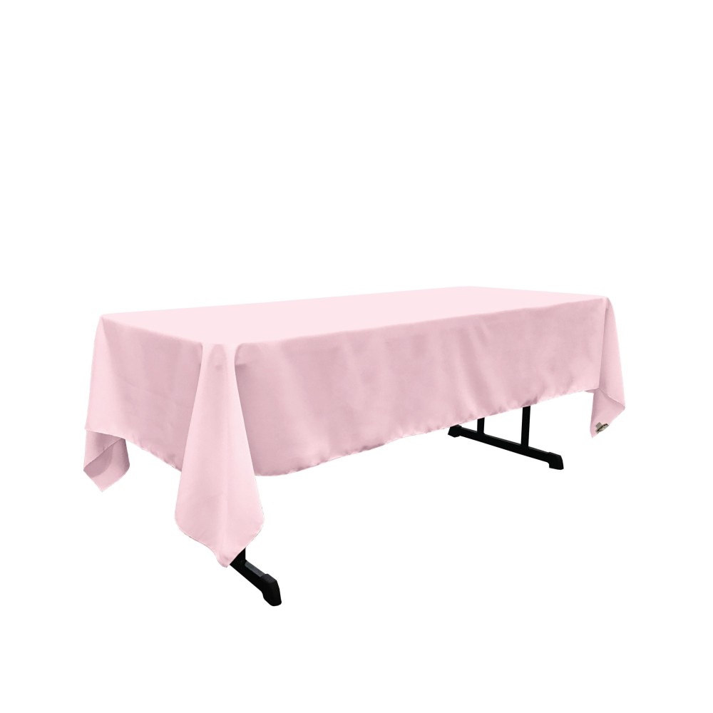La Linen Polyester Poplin Rectangular Tablecloth 60 By 126Inch Light Pink