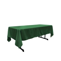 La Linen Polyester Poplin Rectangular Tablecloth 60 By 126Inch Emerald Green