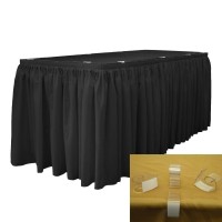 La Linen Polyester Poplin Table Skirt 14 Foot By 29Inch Long With 10 Lclips Black