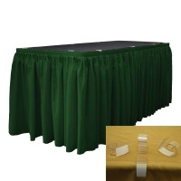 La Linen Polyester Poplin Table Skirt 14 Foot By 29Inch Long With 10 Lclips Hunter Green