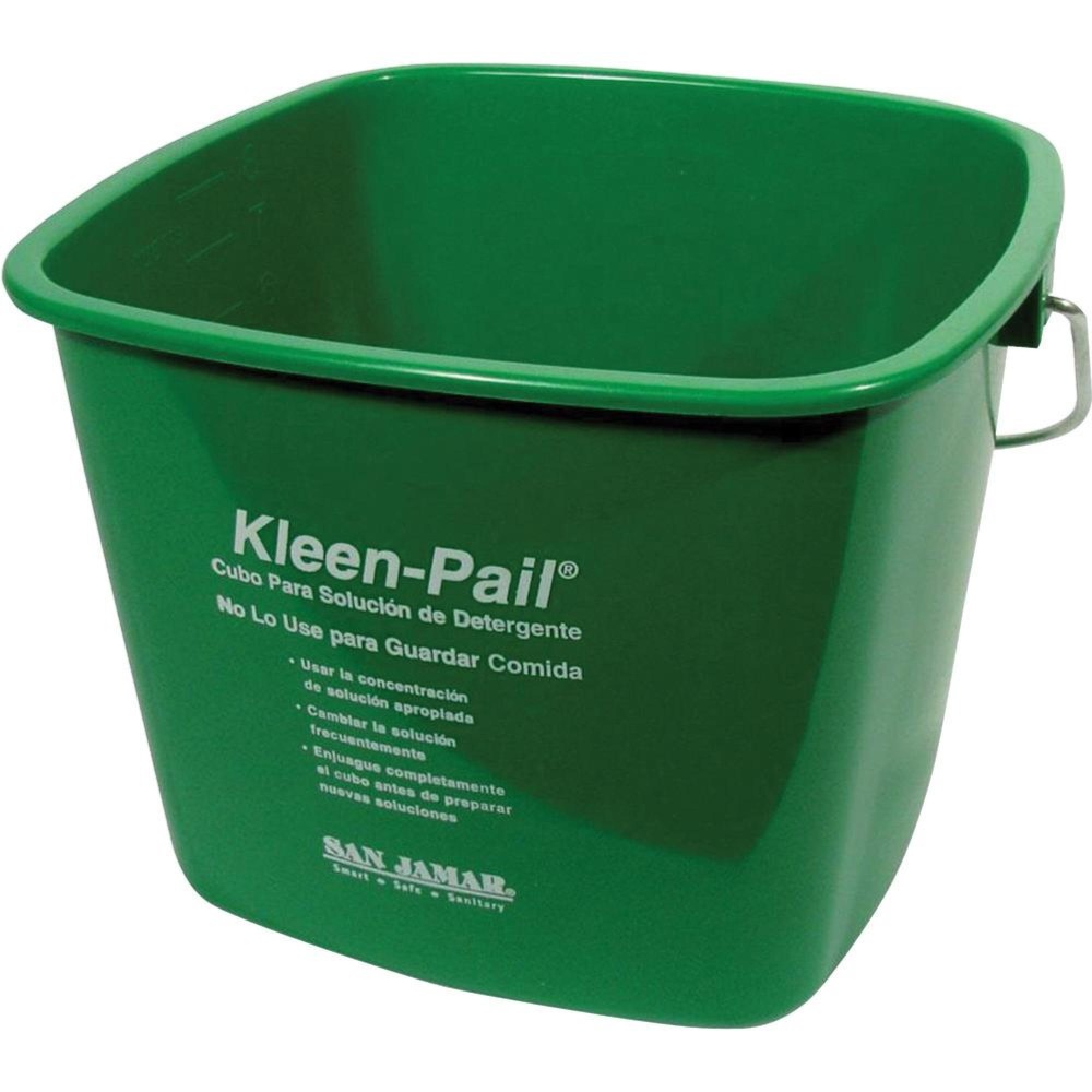 San Jamar Kleenpail 6 Quart Color Coded Graduated Handle Embossed 74 X 83 Green 12 Carton