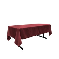 La Linen Polyester Poplin Rectangular Tablecloth 60 By 144Inch Cranberry