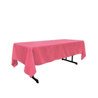 La Linen Polyester Poplin Rectangular Tablecloth 60 By 144Inch Hot Pink