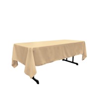 La Linen Polyester Poplin Rectangular Tablecloth 60 By 144Inch Khaki