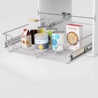 vidaXL Wire Basket 2 Pcs Pull Out Cabinet Organizer Pull Out Spice Racks Sliding Wire Baskets for Cupboard Fit for 315 Wid