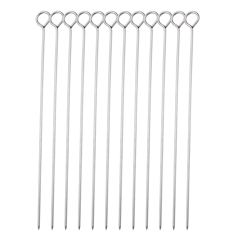 Honshen 10 Inch Metal Barbecue Skewers Stainless Steel Bbq Skewers Shish Kebab Kabob Skewers 12 Pcs