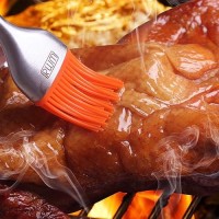 Rwm Basting Brush - Grilling Bbq Baking  Pastry And Oil Stainless Steel Brushes With Back Up Silicone Brush Heads(Orange) For Kitchen Cooking & Marinating  Dishwasher