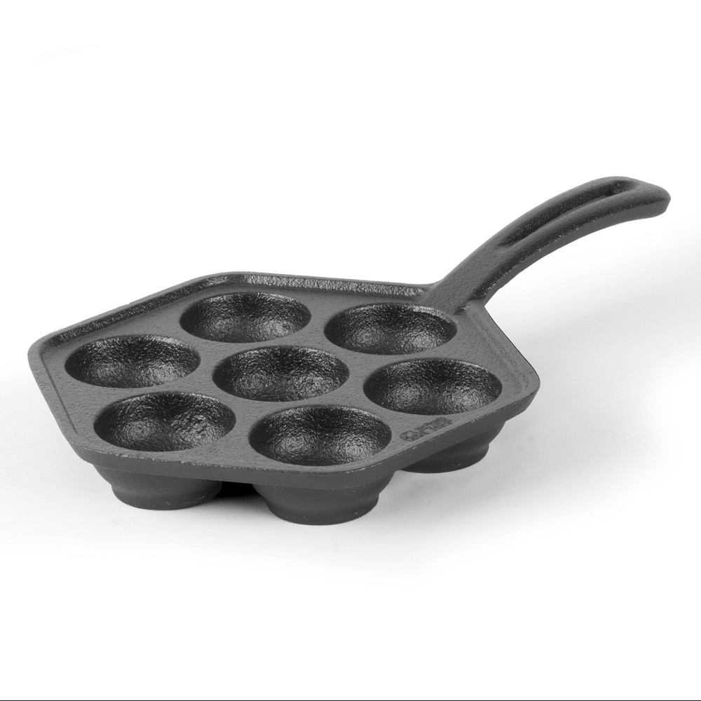 Commercial Chef Cast Iron Danish Aebleskiver Pan Preseasoned Cast Iron Cookware For Pancake Puffs Makes 7 Pancake Balls