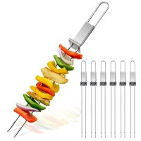 Barbecue Skewers Cmyk 6Pack 13 Stainless Steel Grilling Skewers With Slider Reusable Metal Bbq Shish Kabob Skewers Sticks