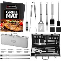 Romanticist 23Pc Musthave Bbq Grill Accessories Set With Thermometer In Case Stainless Steel Barbecue Tool Set With 2 Grill M