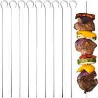 Flat Metal Kabob Skewers For Grilling 9 Bbq Skewers Stainless Steel With Storage Bag Set Of 8 Dishwasher Safe Flat Metal S