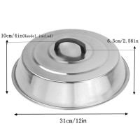 Zbxfcsh Griddle Accessories 12 Inch Round Stainless Steel Basting Griddle Cover Cheese Melting Dome And Steaming Cover Best F