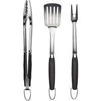 Simplistex 3 Piece Stainless Steel Bbq Grill Tool Set Wtongs Spatula Fork Accessories For Outdoor Barbecue Grills 3 Piece