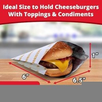 Retro Restaurant Grade Greaseproof Burger Wrappers 25Pk Heat Proof Pro Quality Bulk Cheeseburger Bags Are Bpa Free Large A