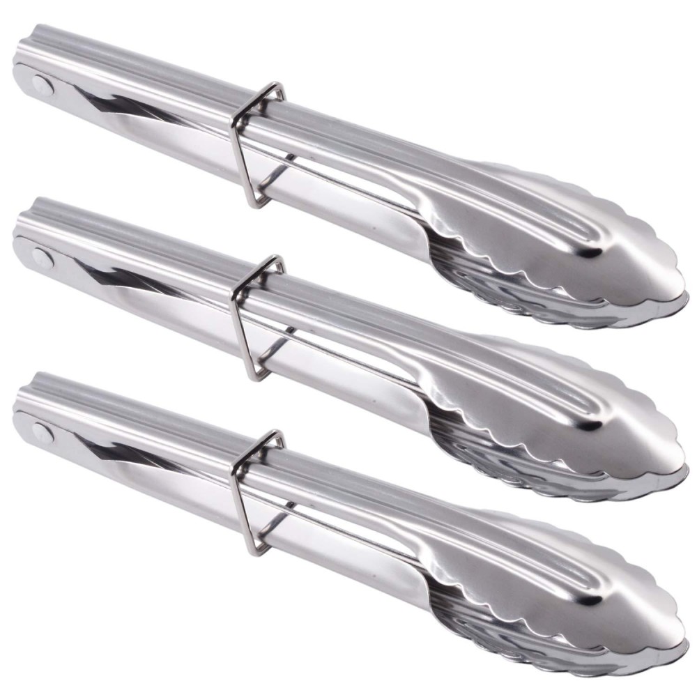 Hinmay Mini Stainless Steel Serving Tongs Small Tongs For Serving Food Cooking Salad Grilling 7Inch 3 Pieces