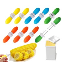 Augsun 18 Pcs Stainless Steel Corn Cob Holders With Silicone Handle Convenient Butter Spreading Tool