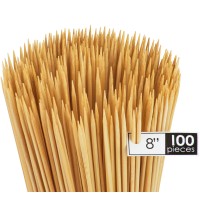 Decorrack 100 Natural Bamboo Skewer Sticks Natural Wood Barbecue Skewers For Grilling Kabob Fruit Appetizers Cocktail Brun