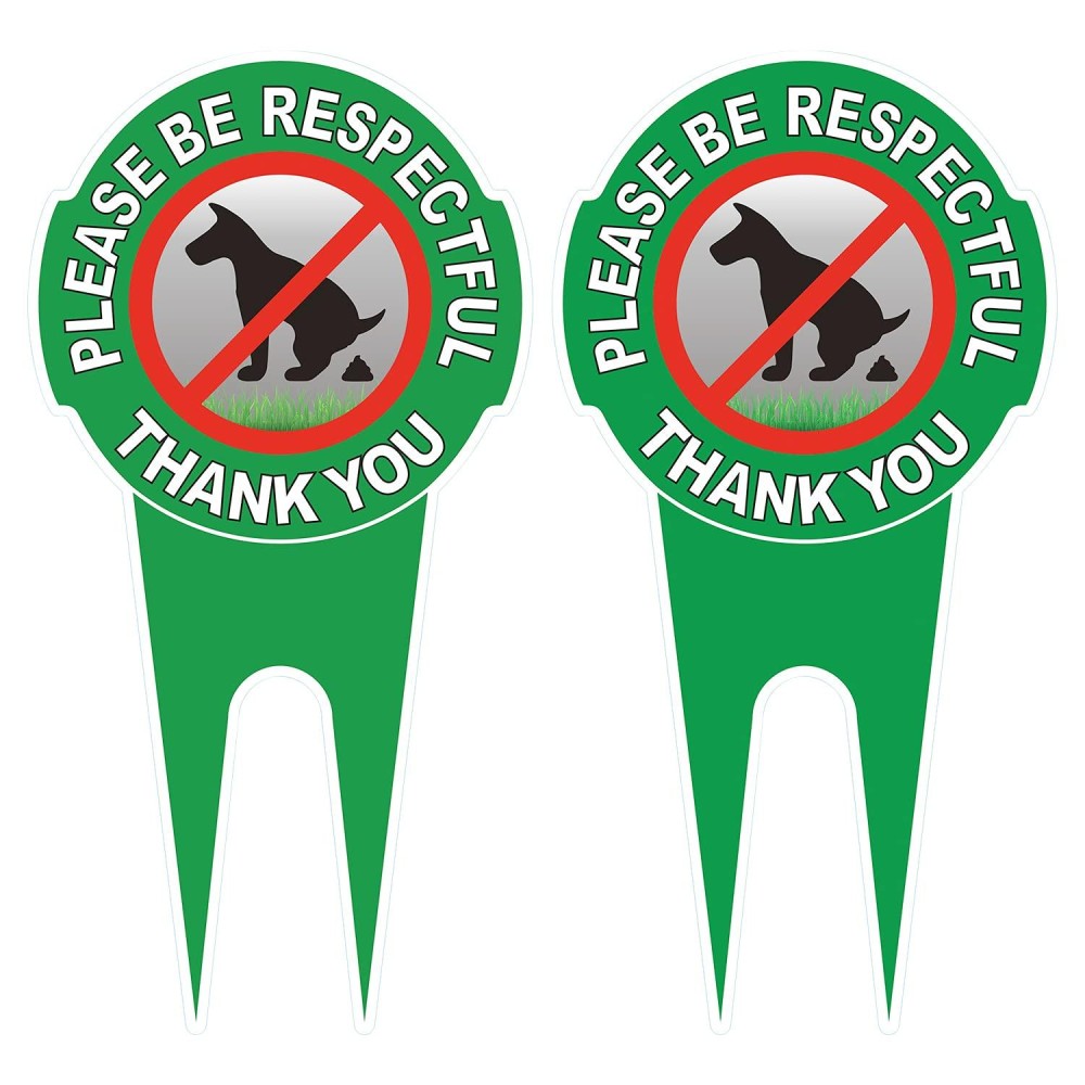 Heiokey 2 Pack No Poop Dog Sign With Stake 12 X 6 Double Sided No Pooping Dog Sign Politely Readsplease Be Respectful Thank You