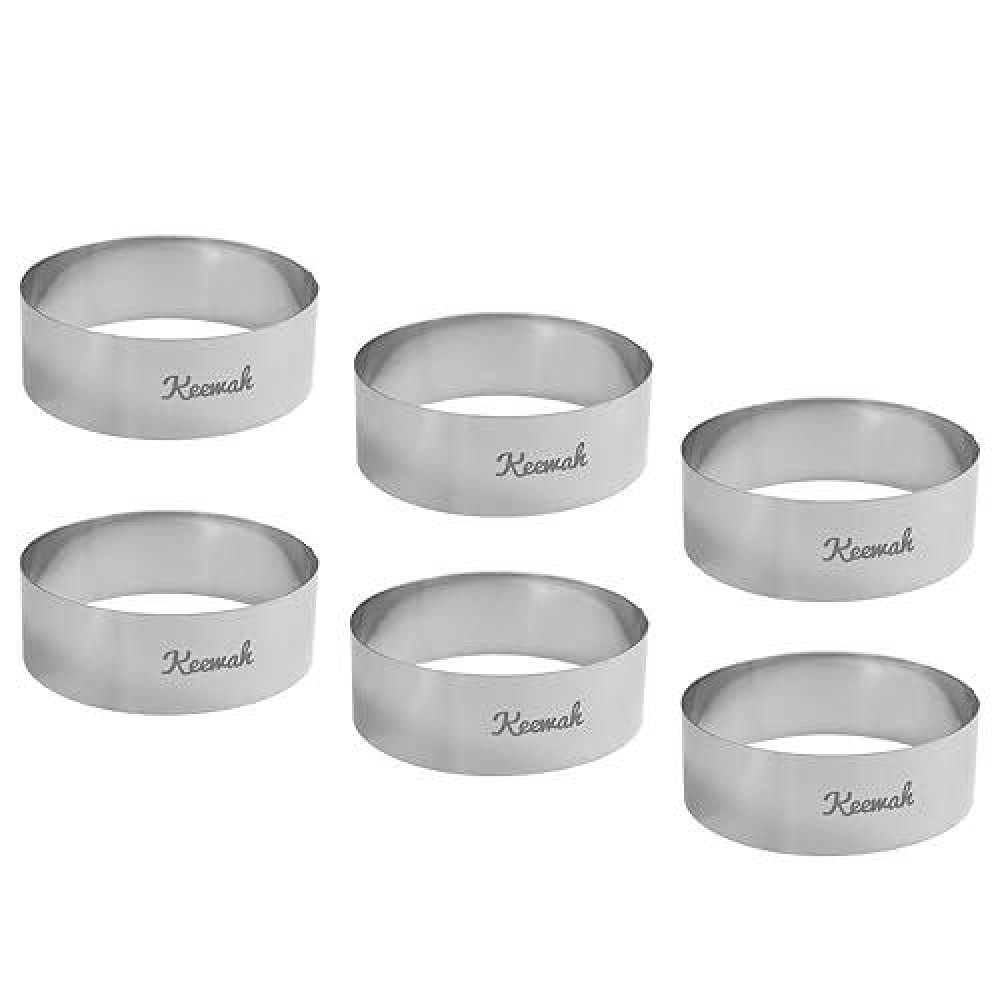 Keewah 4.5 Inch Large Burger Ring - 6 Piece - Stainless Steel